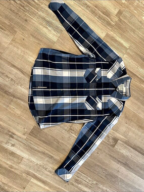 Tecovas Western Shirt Plaid Blue & White XL Like New
